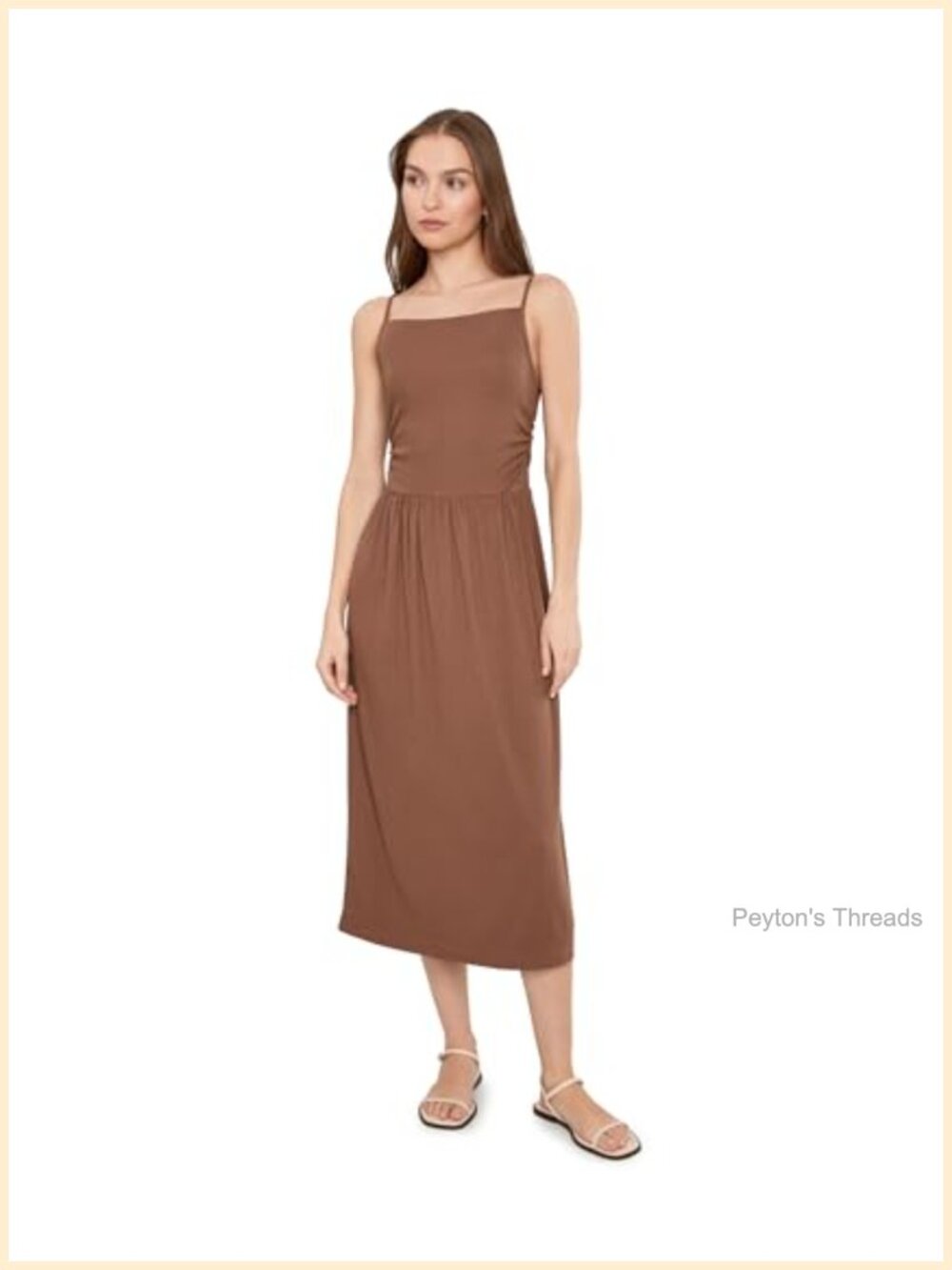 Michael Stars Matilda Square Neck Flare Midi Dress Cotton Modal Blend